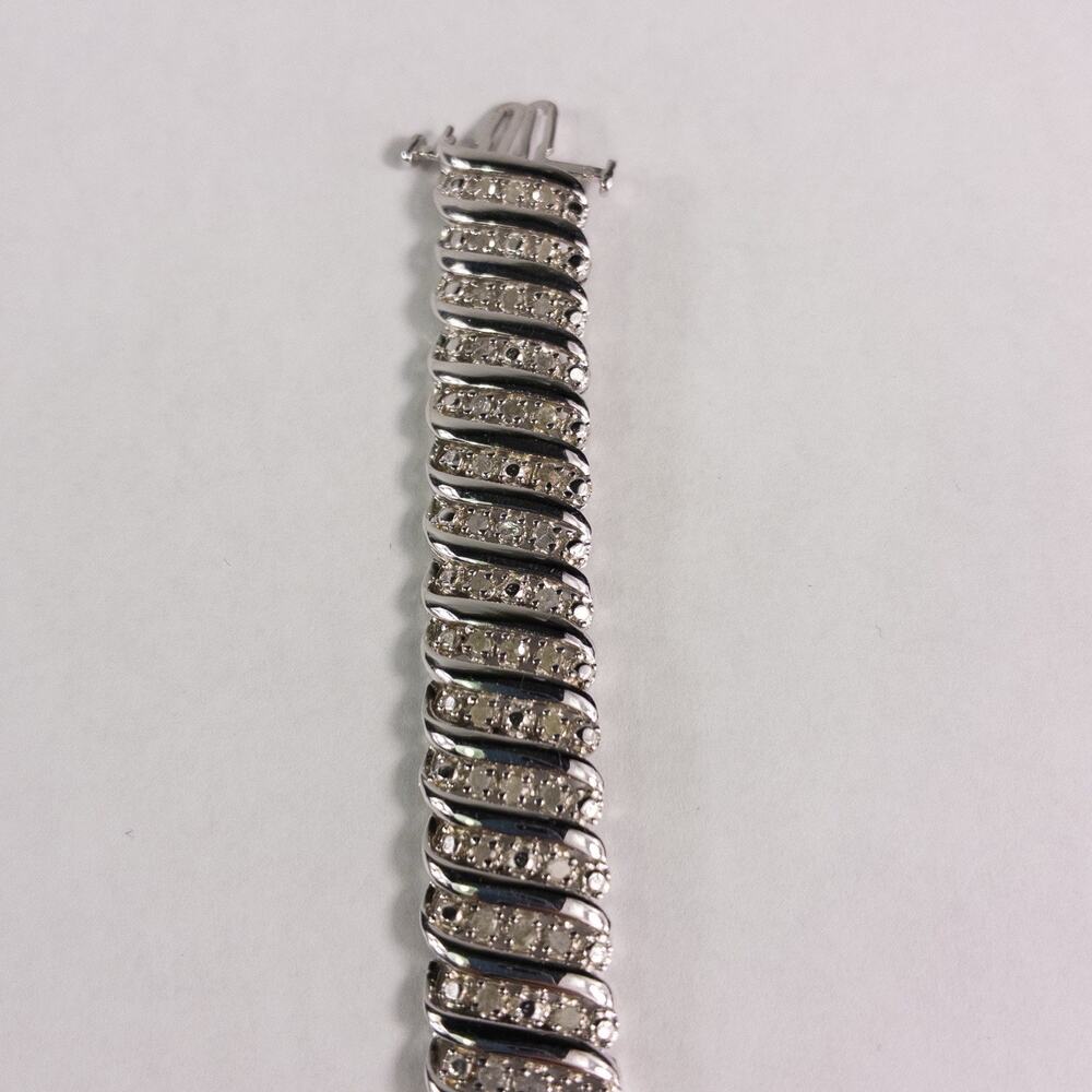 JWBR Renaissance 925 Sterling Silver and Diamond Tennis Bracelet 7.25 " w/Box - Picture 5 of 10